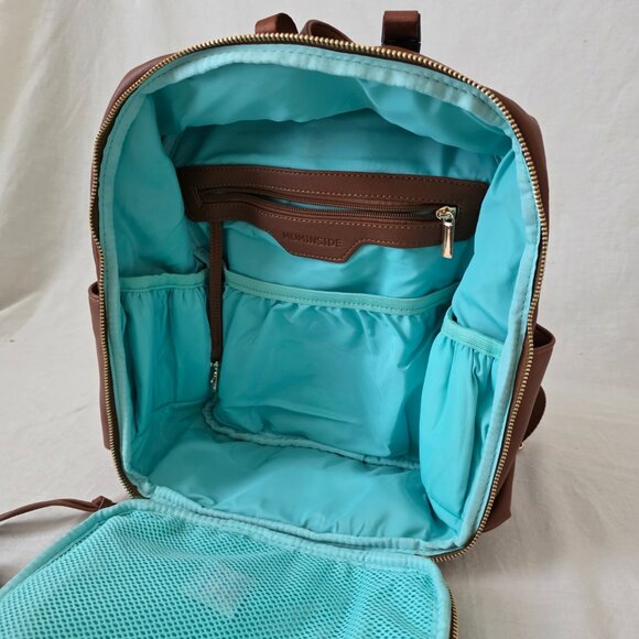 NWT! Midsize Brown Faux Leather Backpack Baby Bag Tote w/Luggage Strap & Tassels main image 2